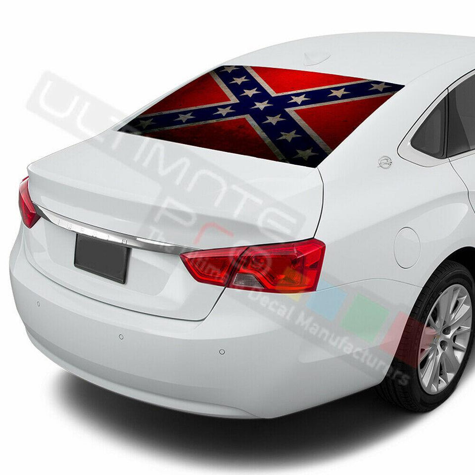 Flags design Rear Window See Thru Stickers Perforated for Chevrolet Impala