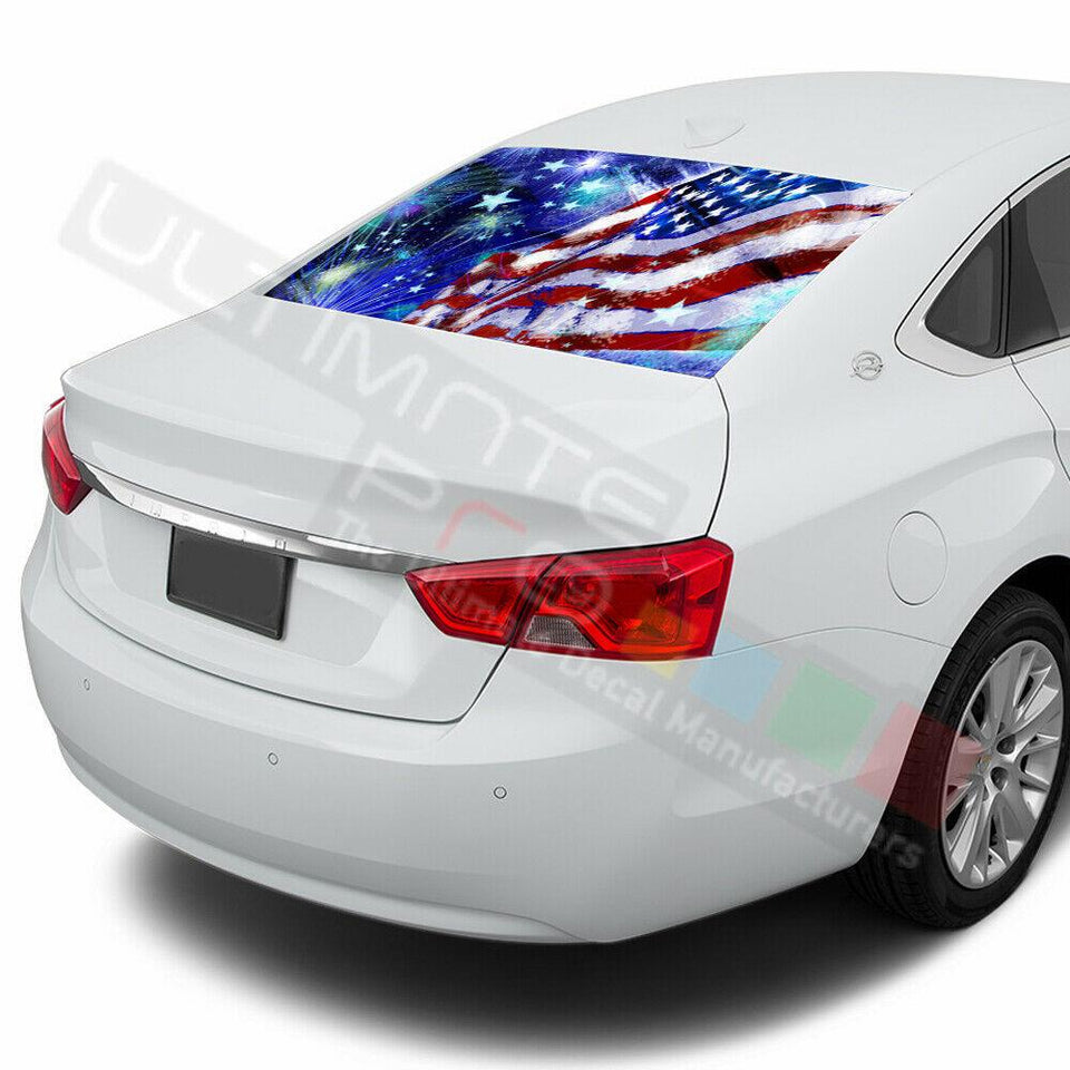 Flags design Rear Window See Thru Stickers Perforated for Chevrolet Impala