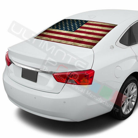 Flags design Rear Window See Thru Stickers Perforated for Chevrolet Impala