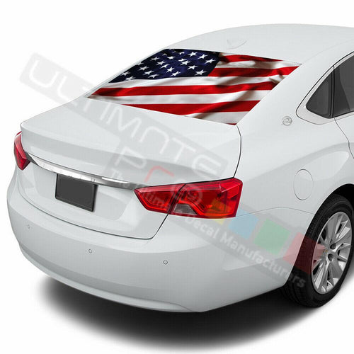 Flags design Rear Window See Thru Stickers Perforated for Chevrolet Impala