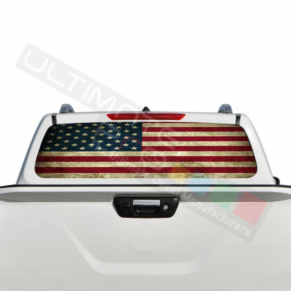 Flags Designs Decals Window See Thru Stickers Perforated for Nissan Navara 2016