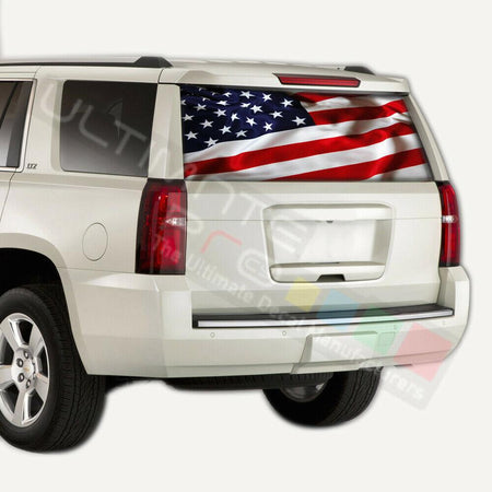 Flags designs Rear Window CThru Stickers Perforated for Chevrolet Tahoe 2020