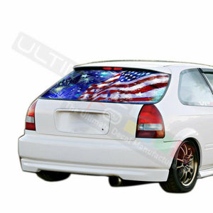 Flags Designs Rear Window See Thru Stickers Perforated for Honda Civic 1996 arm