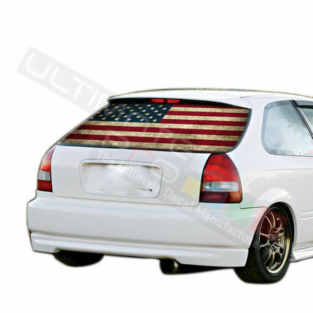 Flags Designs Rear Window See Thru Stickers Perforated for Honda Civic 1996 arm