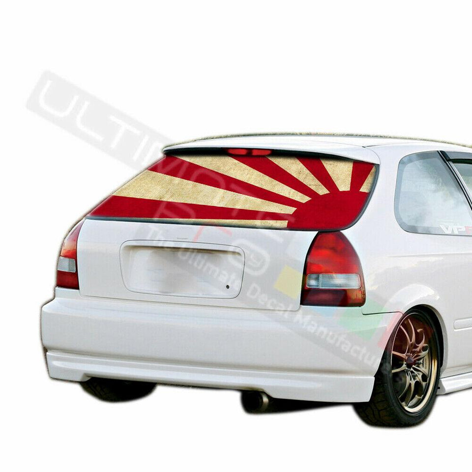 Flags Designs Rear Window See Thru Stickers Perforated for Honda Civic 1996 arm