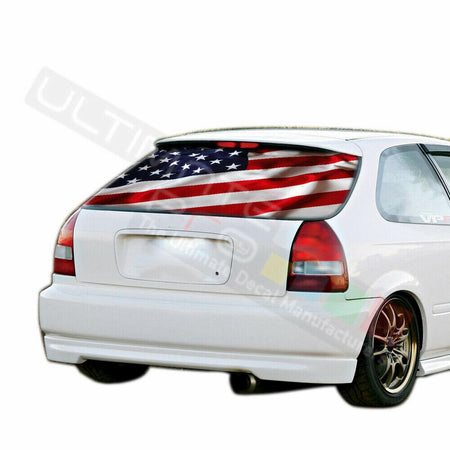 Flags Designs Rear Window See Thru Stickers Perforated for Honda Civic 1996 arm