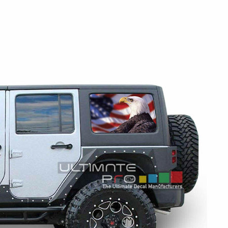 Flags See Thru Stickers Perforated for Jeep Wrangler 4 doors side window 2019