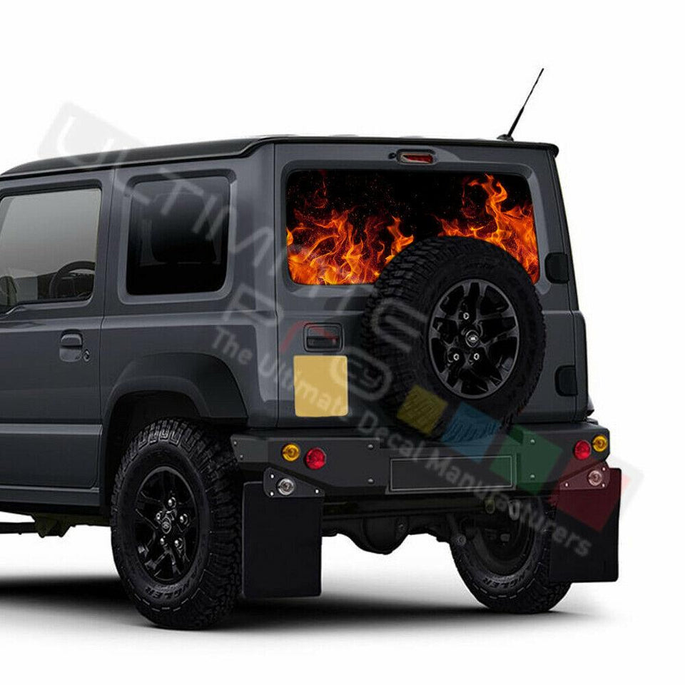 Flames Decal Rear Window See Thru Stickers Perforated for New Suzuki Jimny 2020