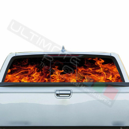 Flames Decals Rear Window See Thru Stickers Perforated for Honda Ridgeline 2019