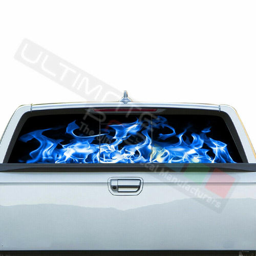 Flames Decals Rear Window See Thru Stickers Perforated for Honda Ridgeline 2019