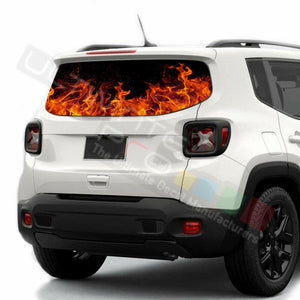 Flames Decals Rear Window See Thru Stickers Perforated for Jeep Renegade 2020