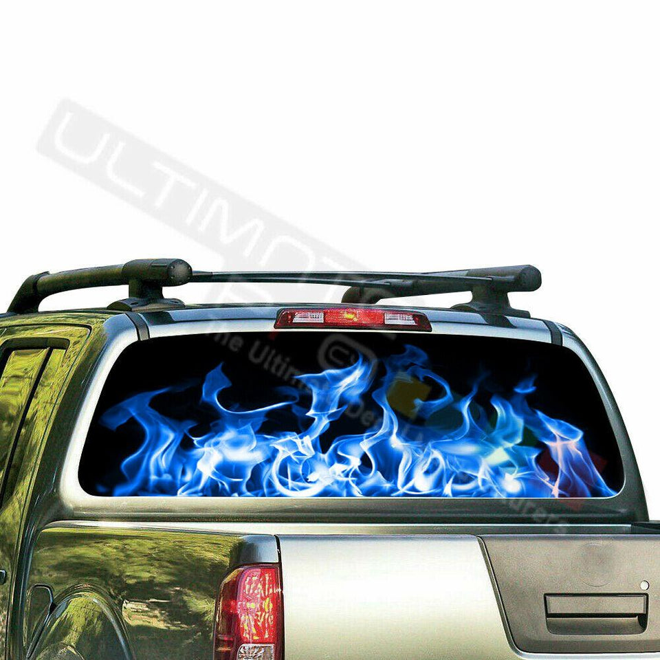 Flames Decals Window See Thru Stickers Perforated for Nissan Frontier 2018 2019