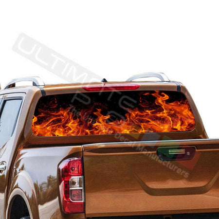 Flames Decals Window See Thru Stickers Perforated for Nissan Navara NP300 2016