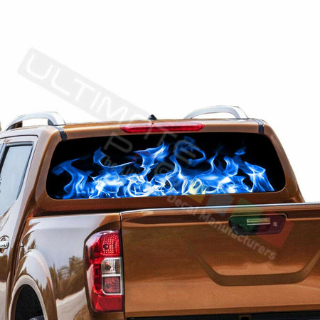 Flames Decals Window See Thru Stickers Perforated for Nissan Navara NP300 2016
