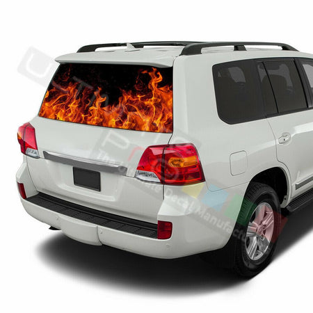 Flames Decals Window See Thru Stickers Perforated for Toyota Land Cruiser Old
