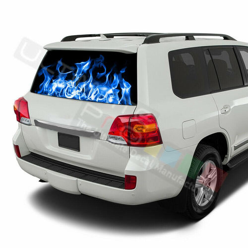 Flames Decals Window See Thru Stickers Perforated for Toyota Land Cruiser Old