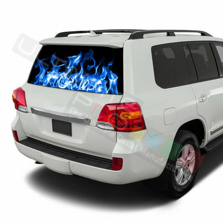 Flames Decals Window See Thru Stickers Perforated for Toyota Land Cruiser Old