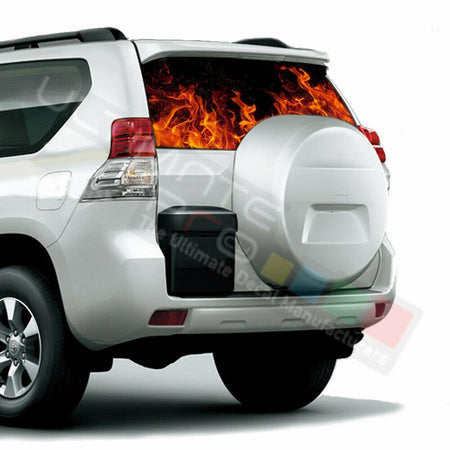 Flames Decals Window See Thru Stickers Perforated for Toyota Prado 2017 2018