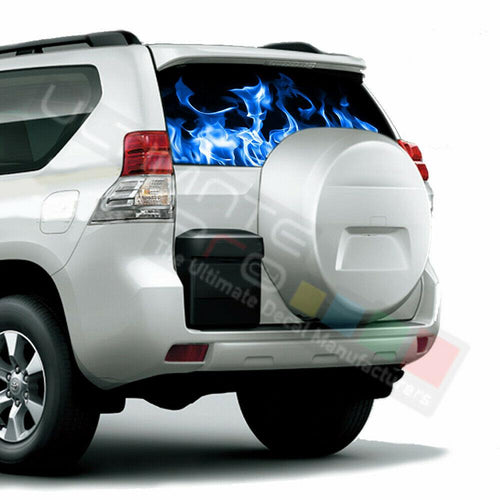 Flames Decals Window See Thru Stickers Perforated for Toyota Prado 2017 2018