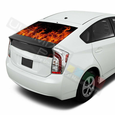 Flames Decals Window See Thru Stickers Perforated for Toyota Prius 2017 2018