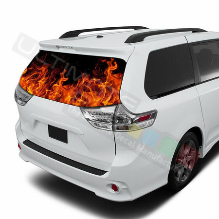 Flames Decals Window See Thru Stickers Perforated for Toyota Sienna 2017 2018