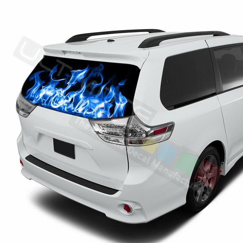 Flames Decals Window See Thru Stickers Perforated for Toyota Sienna 2017 2018
