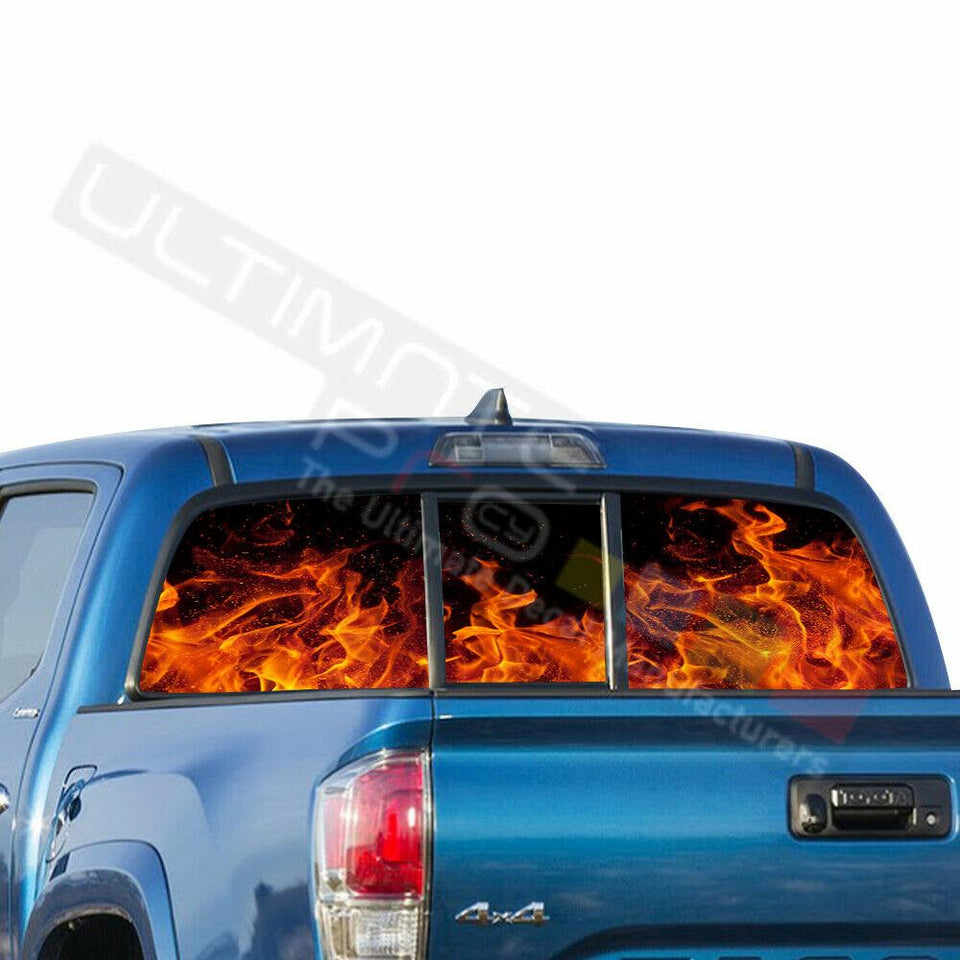 Flames Decals Window See Thru Stickers Perforated for Toyota Tacoma 2018 2019