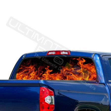 Flames Decals Window See Thru Stickers Perforated for Toyota Tundra 2016 2017