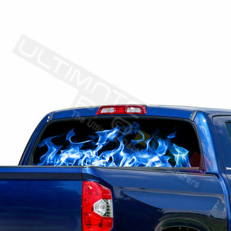 Flames Decals Window See Thru Stickers Perforated for Toyota Tundra 2016 2017