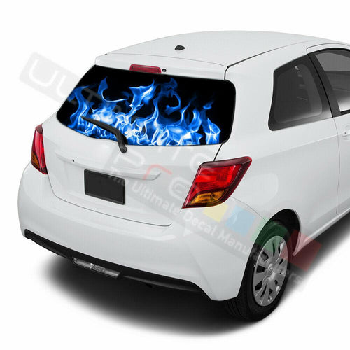 Flames Decals Window See Thru Stickers Perforated for Toyota Yaris 2016 2017