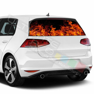 Flames Decals Window See Thru Stickers Perforated for Volkswagen Golf 2017