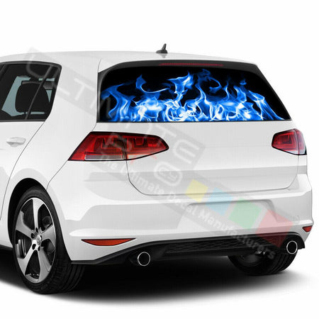 Flames Decals Window See Thru Stickers Perforated for Volkswagen Golf 2018 2019