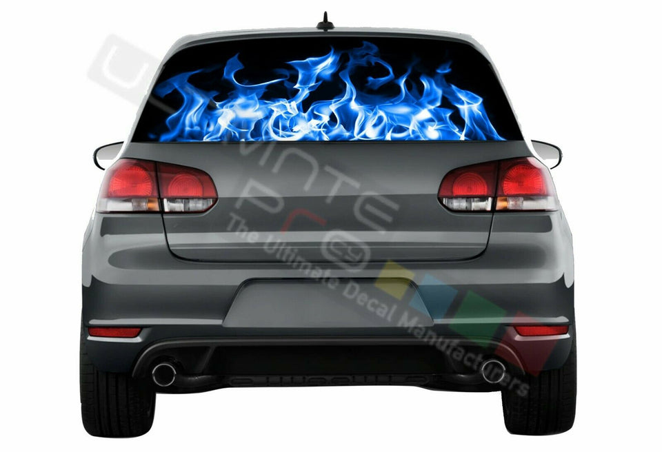 Flames Decals Window See Thru Stickers Perforated for Volkswagen Golf VW Old