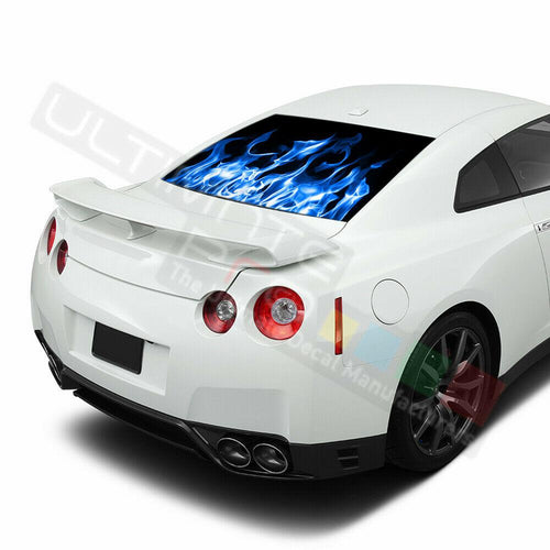 Flames Design Decals Window See Thru Stickers Perforated for Nissan GTR 2019