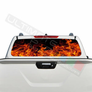 Flames Design Decals Window See Thru Stickers Perforated for Nissan Navara 2016