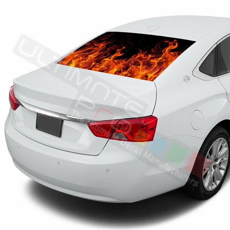 Flames design Rear Window See Thru Stickers Perforated for Chevrolet Impala