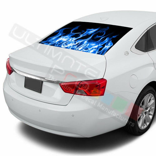 Flames design Rear Window See Thru Stickers Perforated for Chevrolet Impala