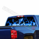 Flames design Rear Window See Thru Stickers Perforated for Chevrolet Silverado