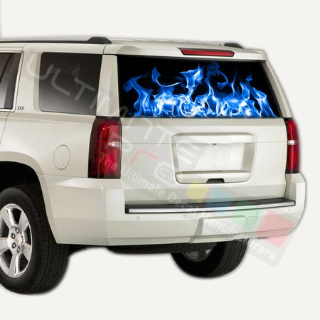 Flames designs Rear Window CThru Stickers Perforated for Chevrolet Tahoe 2020