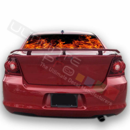 Flames designs Rear Window CThru Stickers Perforated for Dodge Avenger 2019 2020