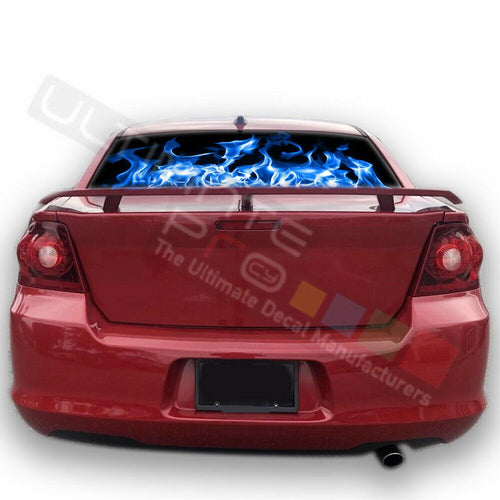 Flames designs Rear Window CThru Stickers Perforated for Dodge Avenger 2019 2020