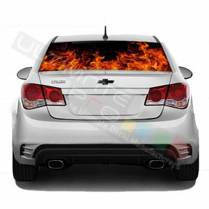 Flames designs Rear Window See Thru Stickers Perforated for Chevrolet Cruze