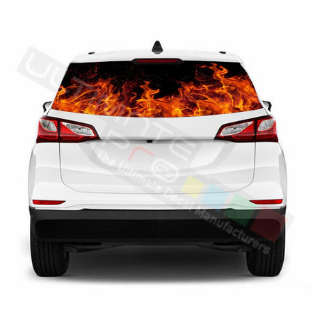 Flames designs Rear Window See Thru Stickers Perforated for Chevrolet Equinox