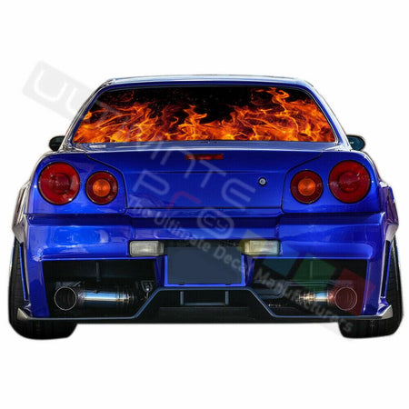 Flames Designs Window See Thru Stickers Perforated for Nissan Skyline 2019 2020