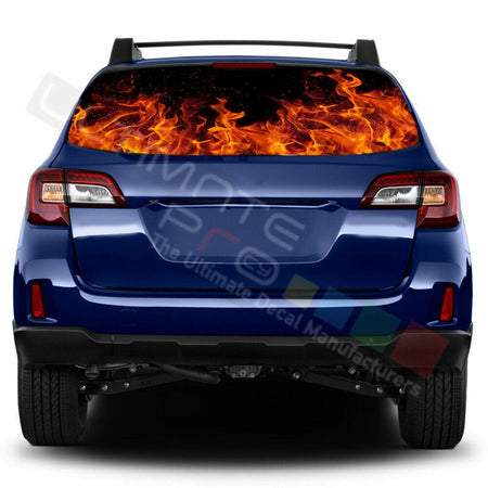 Flames Designs Window See Thru Stickers Perforated for Subaru Outback 2018 2019