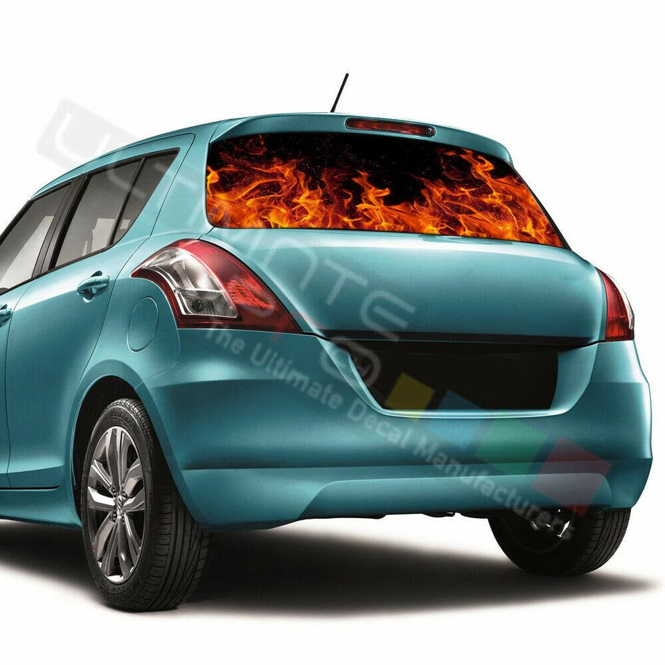 Flames Designs Window See Thru Stickers Perforated for Suzuki Swift 2016 2017