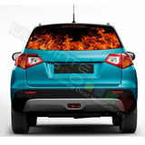 Flames Designs Window See Thru Stickers Perforated for Suzuki Vitara 2016 2017