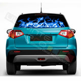 Flames Designs Window See Thru Stickers Perforated for Suzuki Vitara 2016 2017