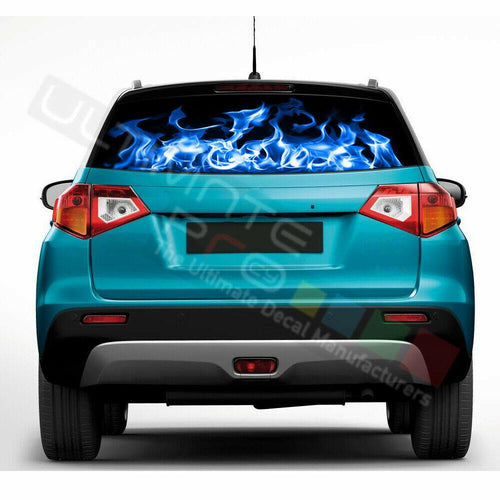 Flames Designs Window See Thru Stickers Perforated for Suzuki Vitara 2016 2017