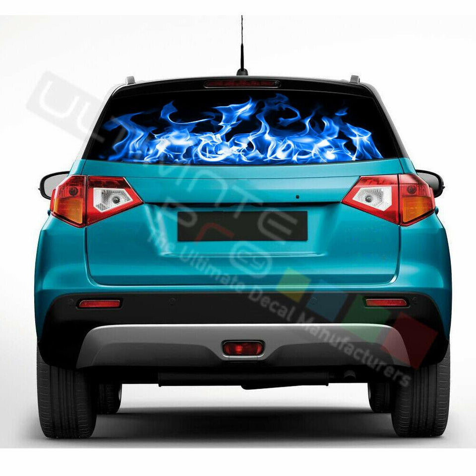 Flames Designs Window See Thru Stickers Perforated for Suzuki Vitara 2016 2017